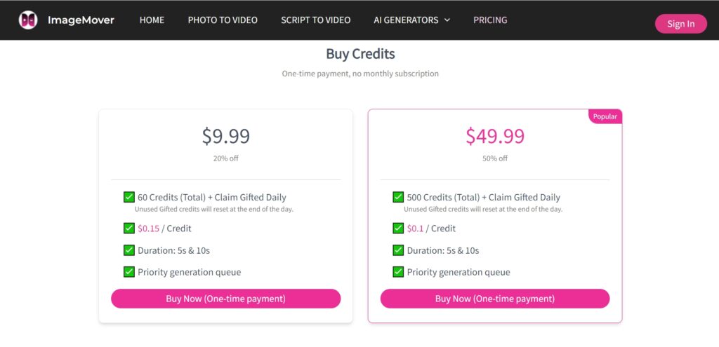 ImageMover Price List ImageMover Price List