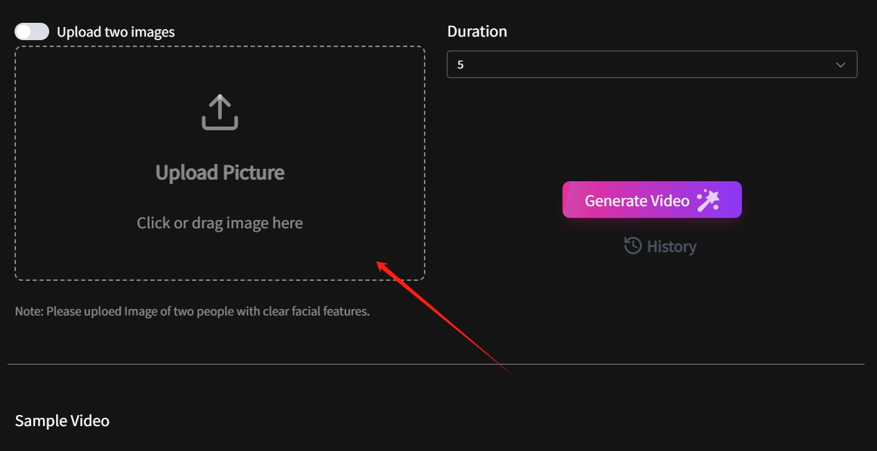 Use AI Kissing Generator for Free -step 1