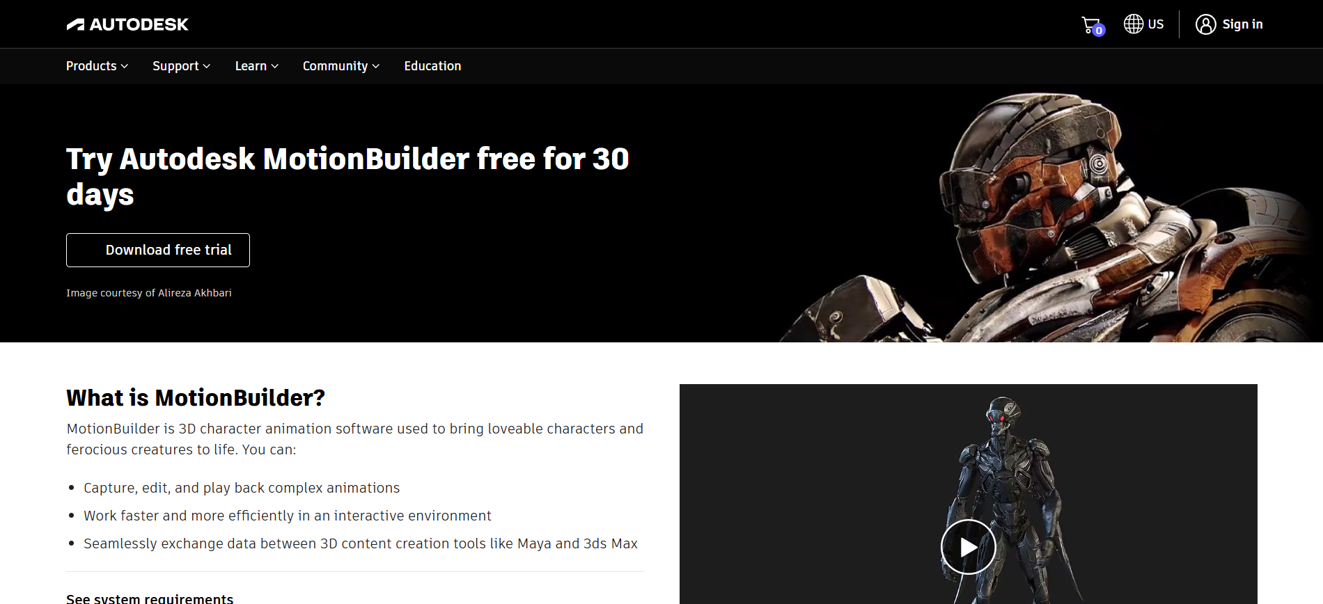 MotionBuilder's homepage interface MotionBuilder's homepage interface