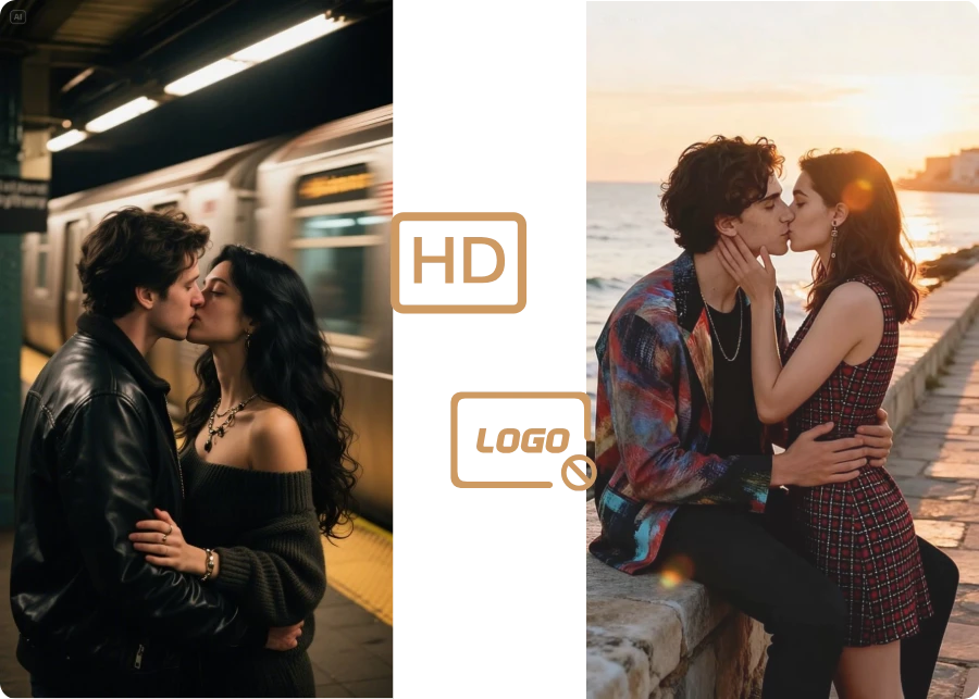 Multi-Platform HD Video Export Using AI Kissing Video Generator